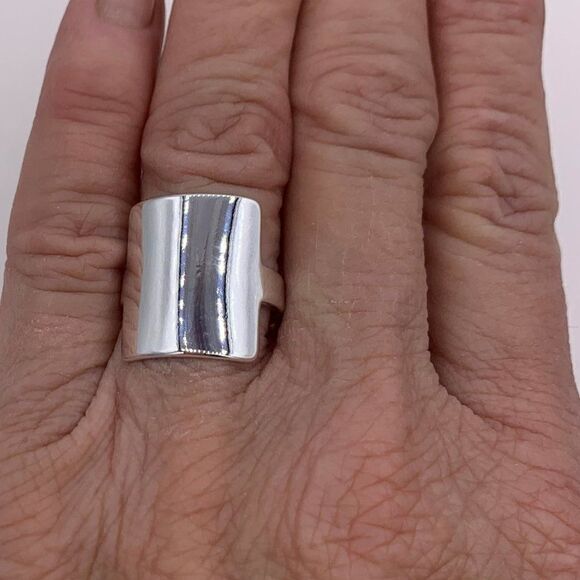 ring, solid 925 sterling silver, adjustable, minimalist, mirror finish, NWOT - Picture 1 of 14